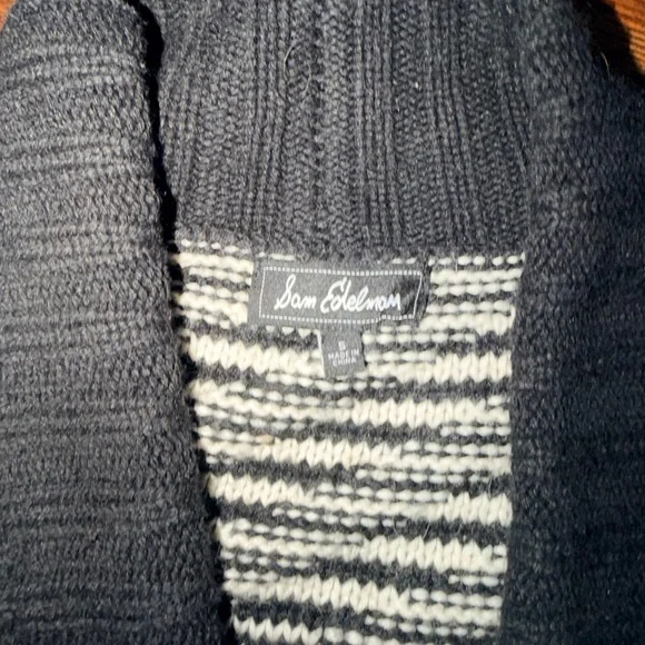 Sam Edelman Black and White Striped Cardigan Alpaca - Picture 3 of 3